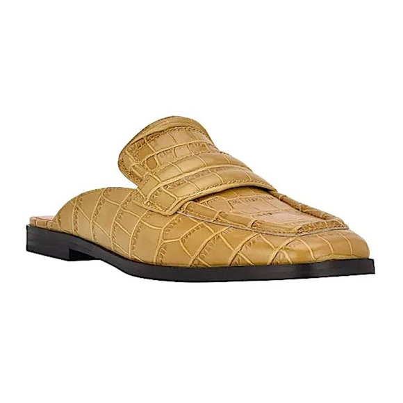 Marc Fisher Penny Loafer Mule Women’s Sz 5.5 Slip On Flyta Croc Embossed Leather - Picture 1 of 8